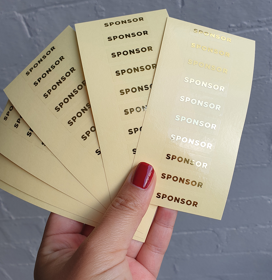 gold foil on clear stickers