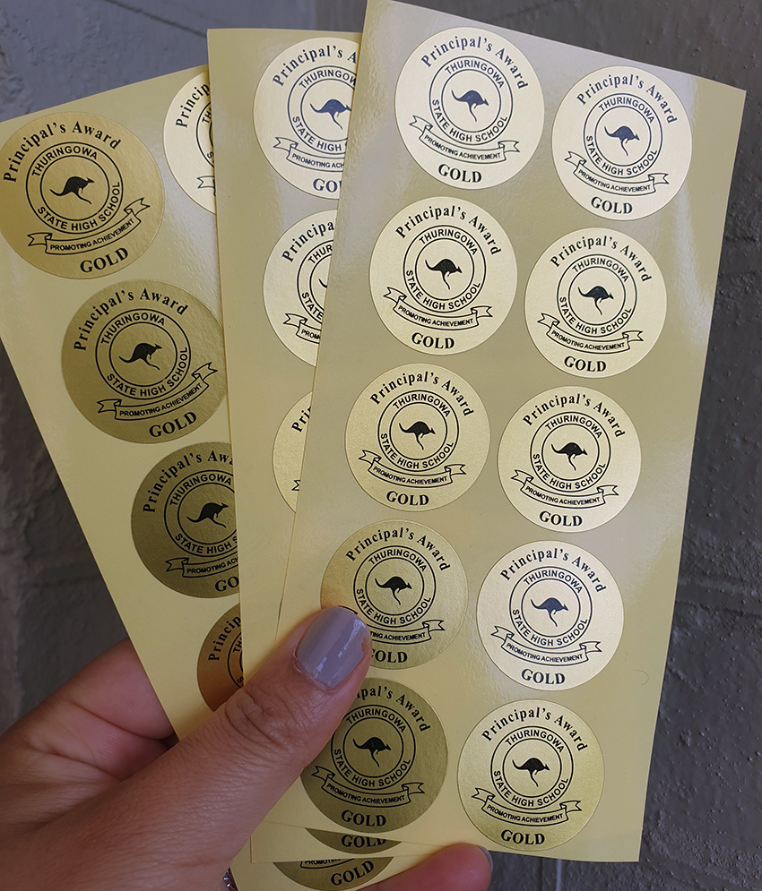 gold school award stickers