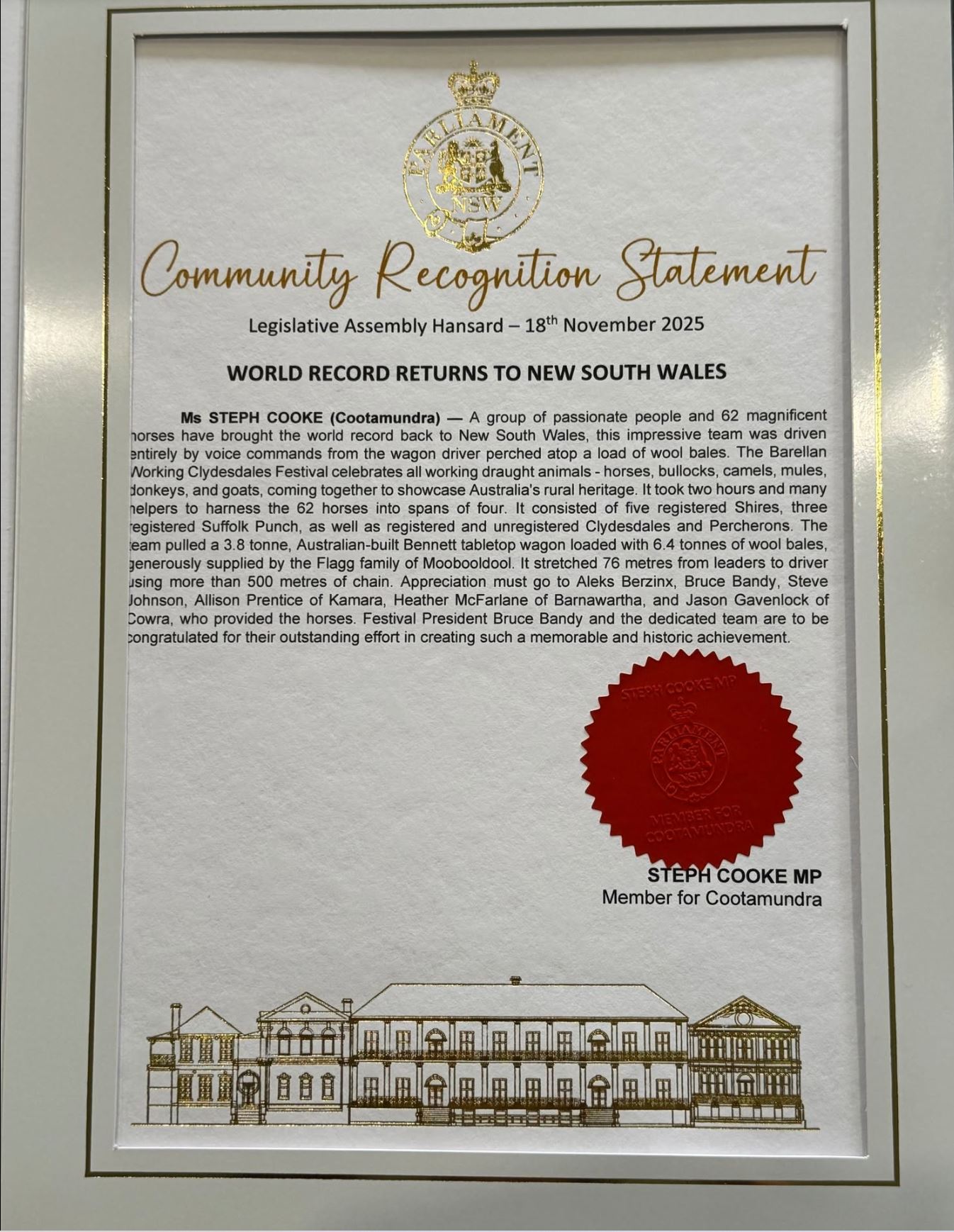 red certificate emboss label